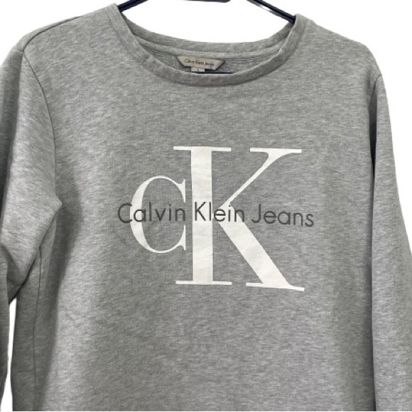 Calvin Klein monogram logo crewneck sweatshirt grey size S - Picture 2 of 6